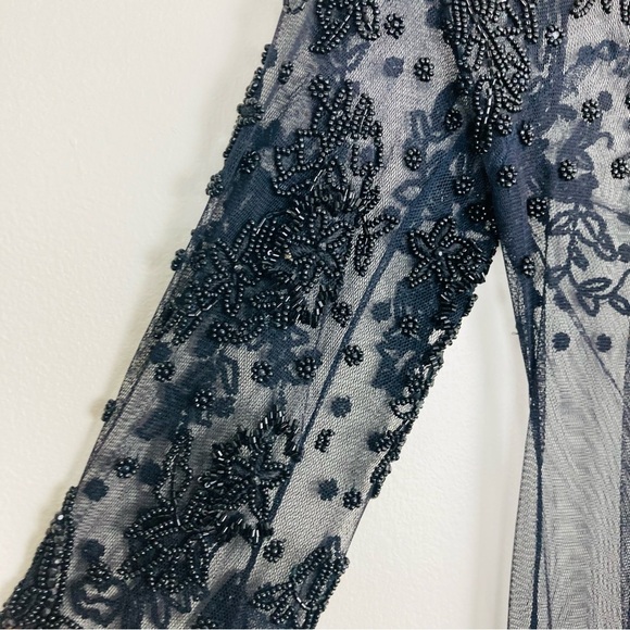 Naeem Khan’s vintage 90s Riazee Boutique floral beaded black cocktail dress. 4 - Picture 8 of 11